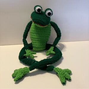 Hand Crafted Green Stuffed Frog Toy